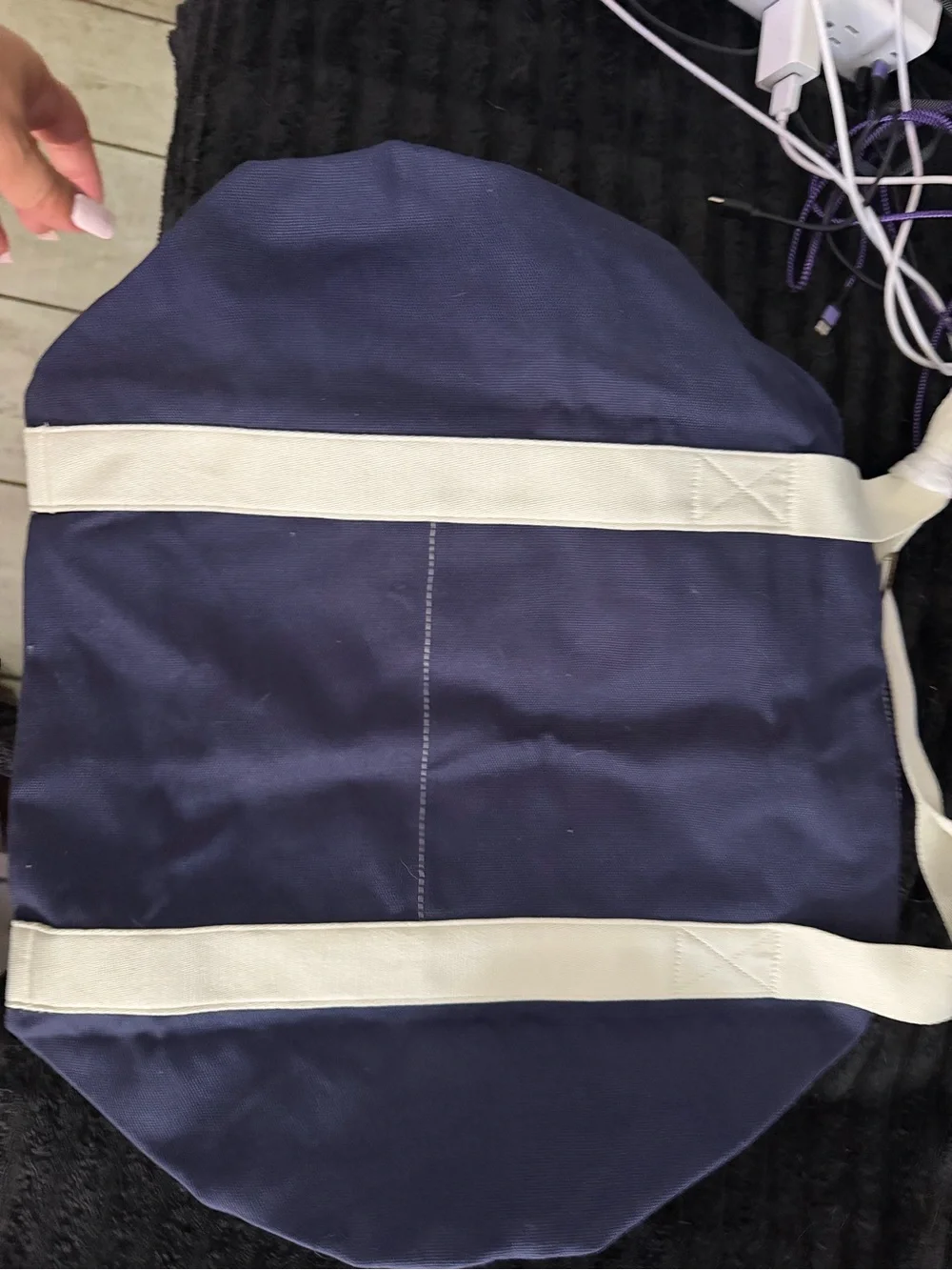 PINK Victoria's Secret Navy Duffel Bag with Cream Straps